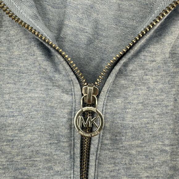MICHAEL Michael Kors Size M Zip Up Long Sleeve Hoodie Blue MK Logo Zipper - Picture 3 of 5